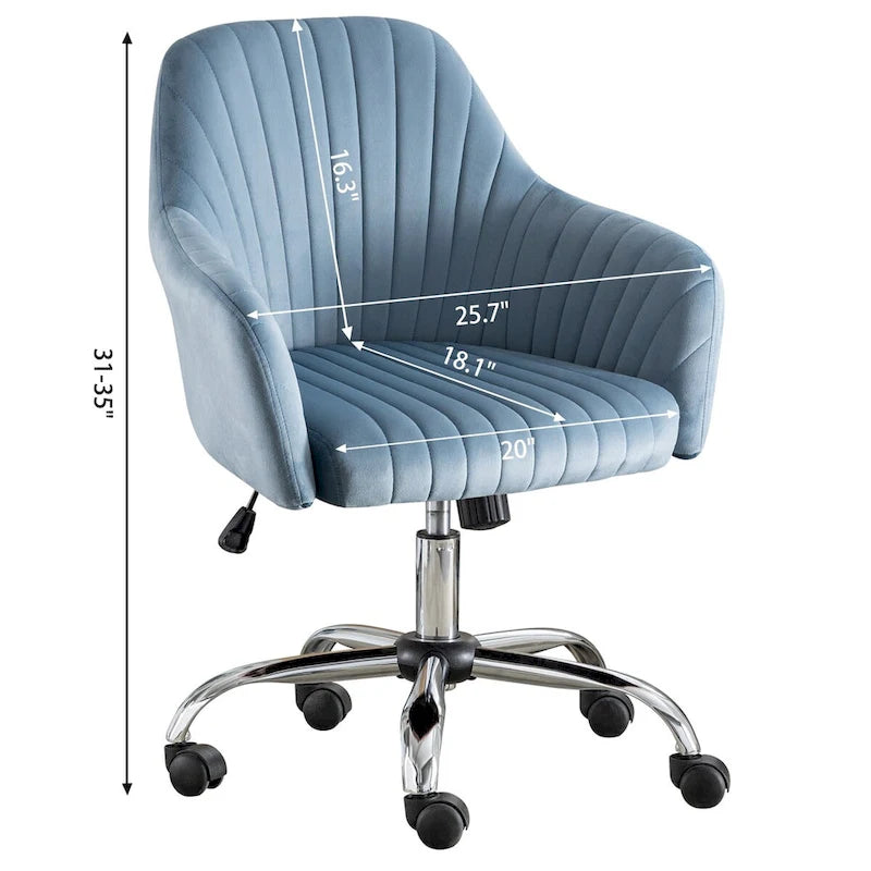 Accent chair Modern home office leisure chair with adjustable velvet height and adjustable casters