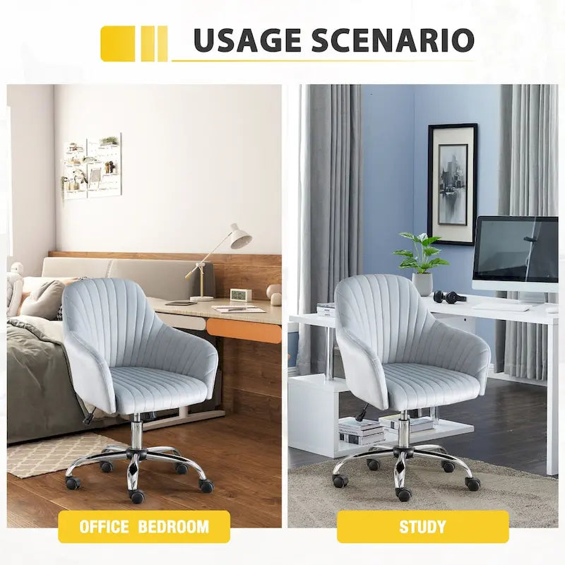 Accent chair Modern home office leisure chair with adjustable velvet height and adjustable casters
