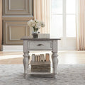 Vintage white and weathered pine drawer side table