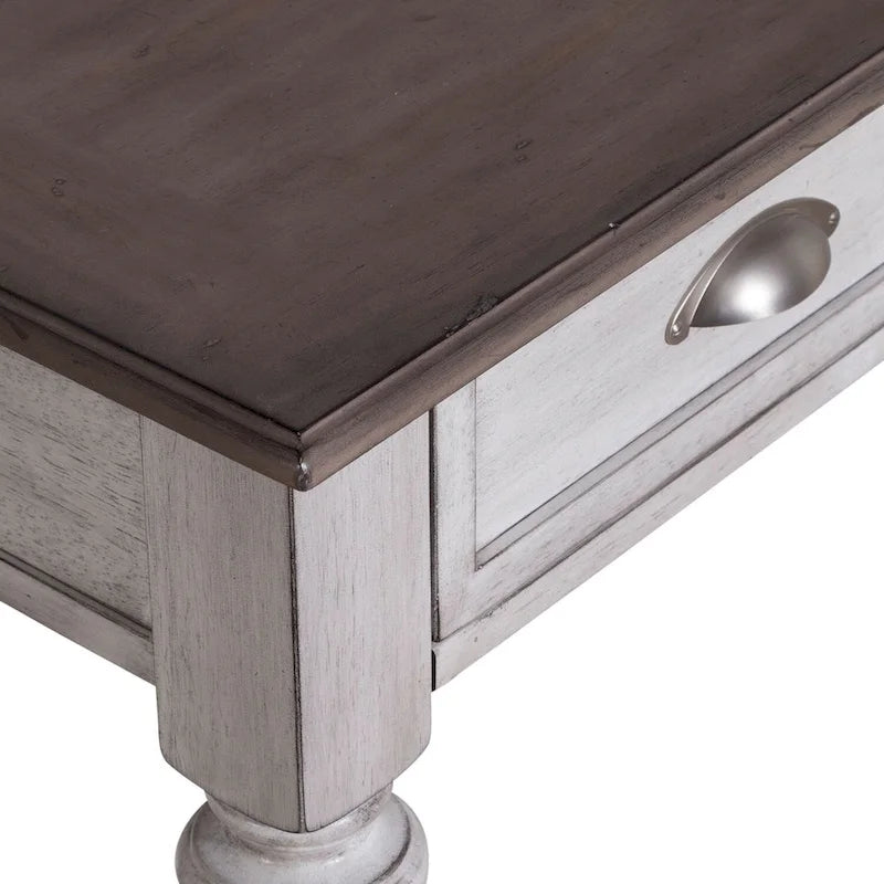 Vintage white and weathered pine drawer side table