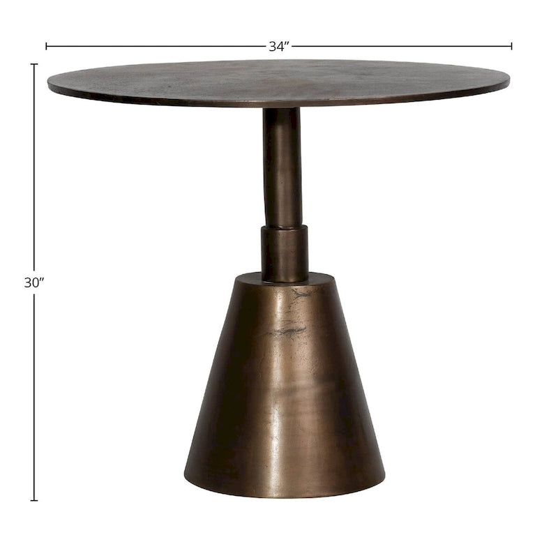 34-inch round aluminum oiled brass-finished small dining table