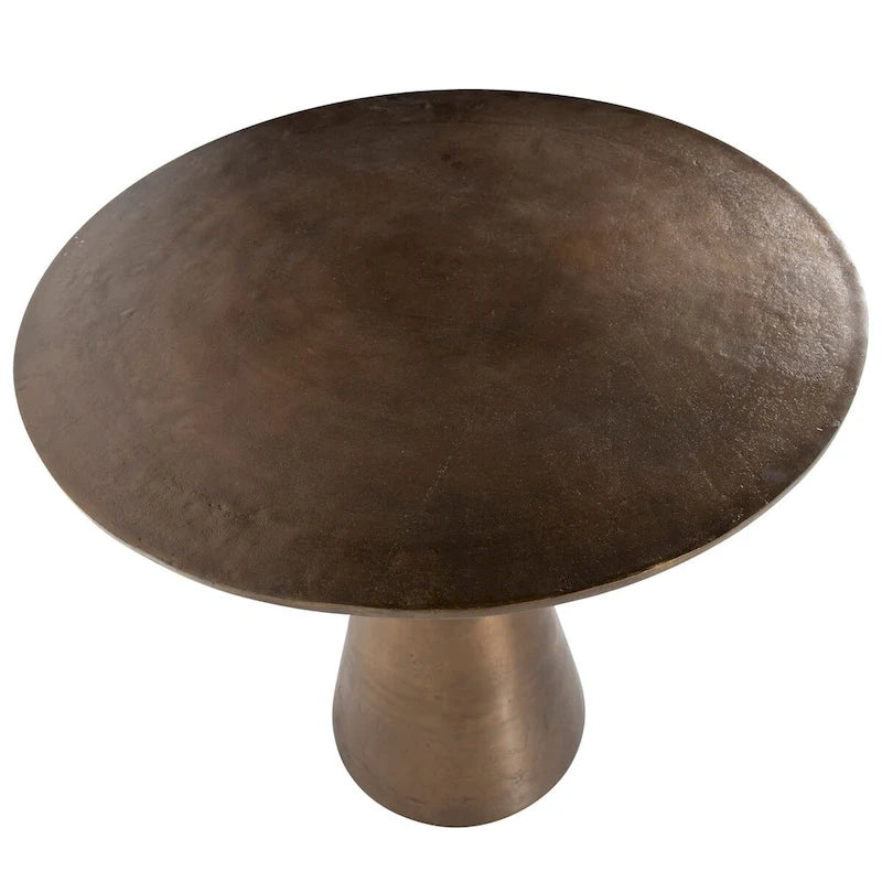 34-inch round aluminum oiled brass-finished small dining table