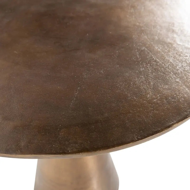 34-inch round aluminum oiled brass-finished small dining table